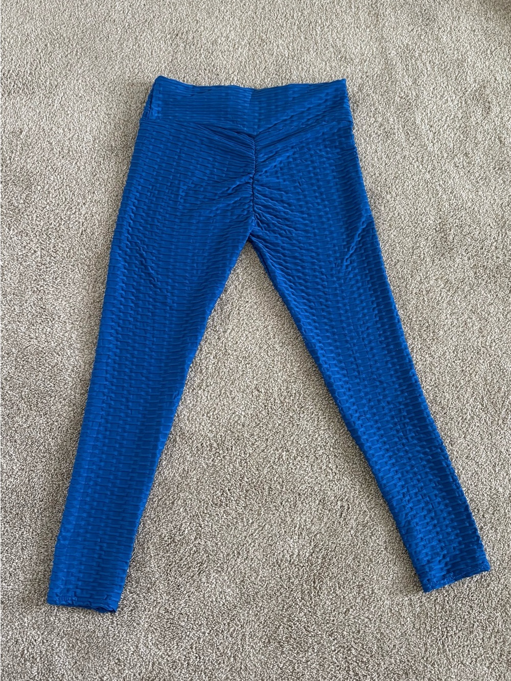SHEIN Royal Blue Textured Scrunch-Back Leggings